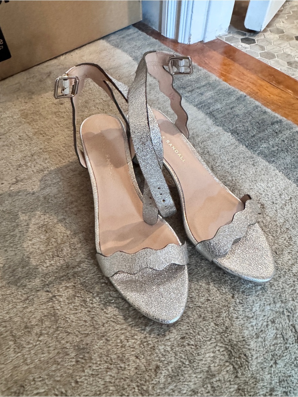 Loeffler Randall Silver Glitter Scallop Slingback Heels